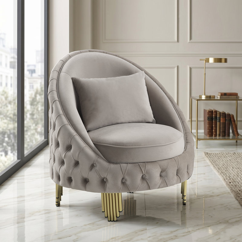 Chaise en velours 33 po Valorie, Velours taupe