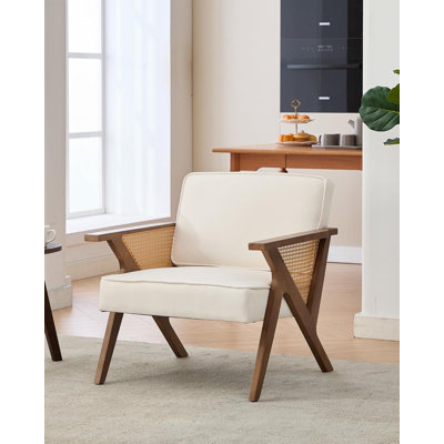 Chaises d'appoint en lin, fauteuil Mid-Century moderne avec pieds en bois