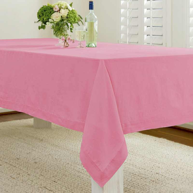 100% Pure Linen Tablecloth - Fete, 108" L x 60" W, Pink Carnation