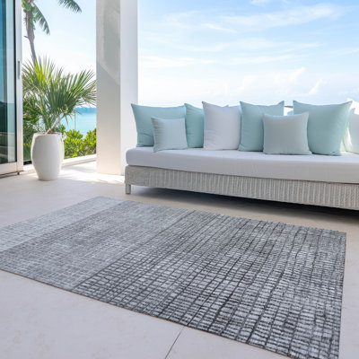 Machine Washable Indoor/Outdoor Xhevrie Gray Rug