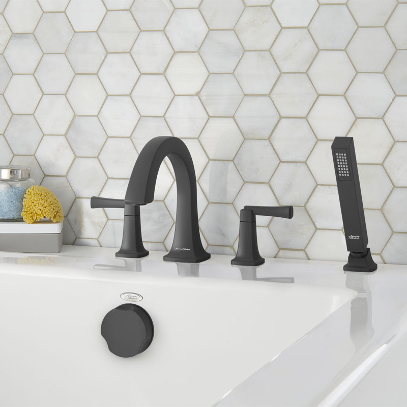 American Standard Townsend Roman Bathtub Faucet with Hand Shower, Matte Black