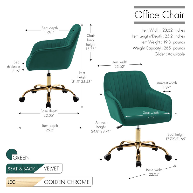 Chaise de travail Rhone, Vert