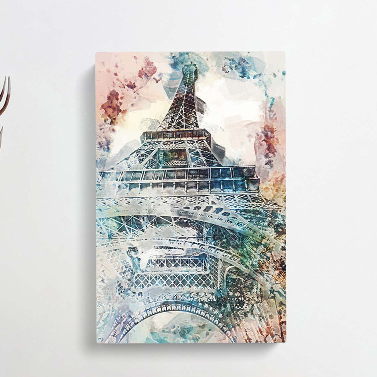 The Eiffel Tower In Paris In Abstract - Wrapped Canvas Painting