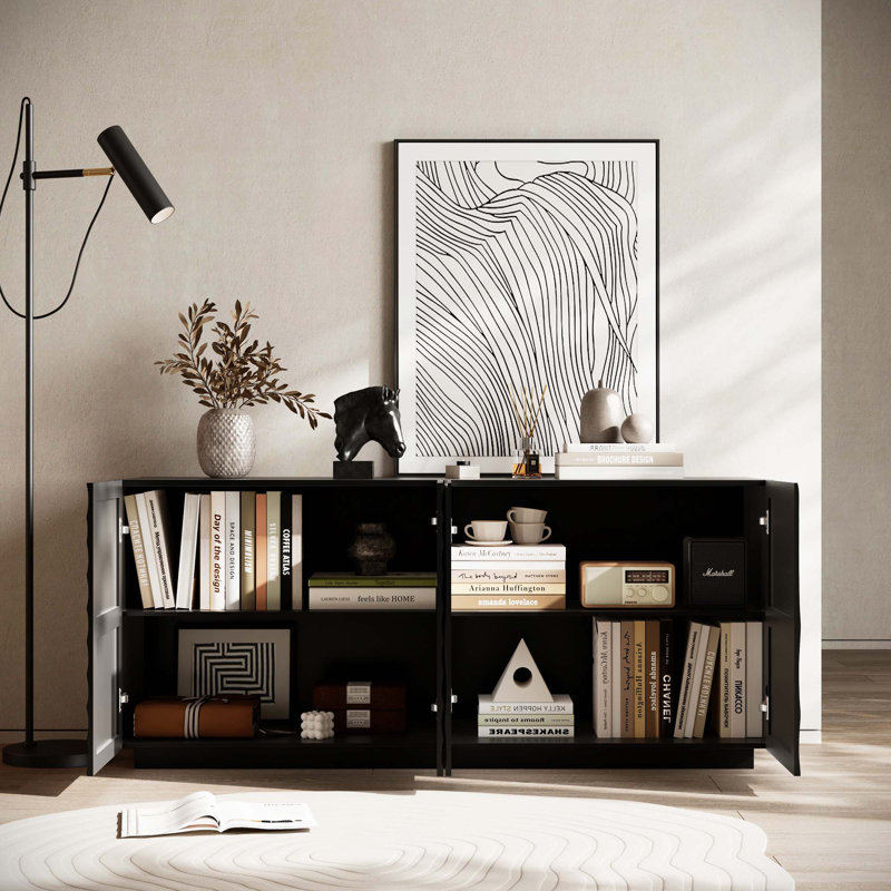 Buffet rectangulaire de 59 po de largeur, Noir