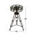 Simen Metal Film Reel Side End Black Accent Table with Tripod Legs and Glass Top