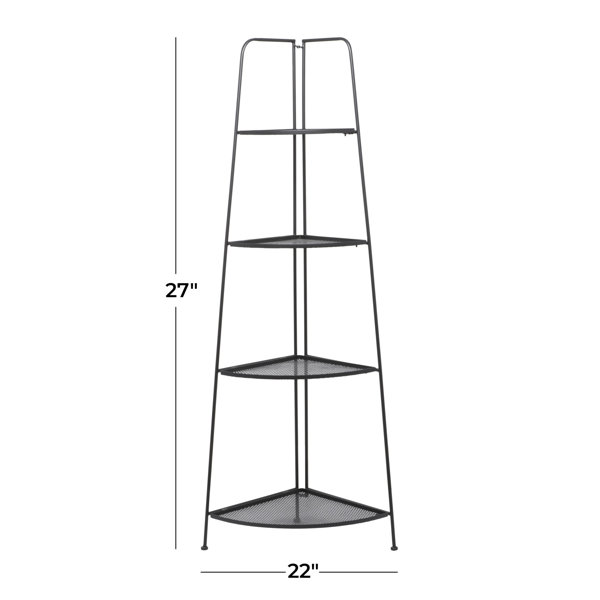 Paulo 17.5'' Iron Corner Baker's Rack with Wooden Shelves