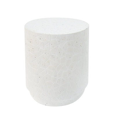 Table de bout d'extérieur en béton pour terrasse, table d'appoint de salon Terrazzo blanc