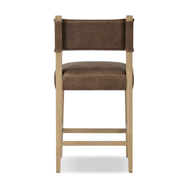 Ferris Stool, Light Oak, Palermo Cigar Genuine Leather, Counter Stool (25.98" Seat Height)