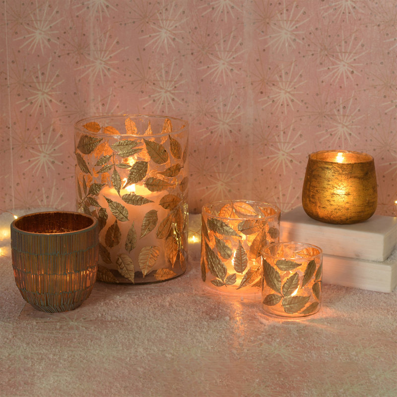 Glass Tabletop Votive Holder, 4" H x 4" W x 4" D