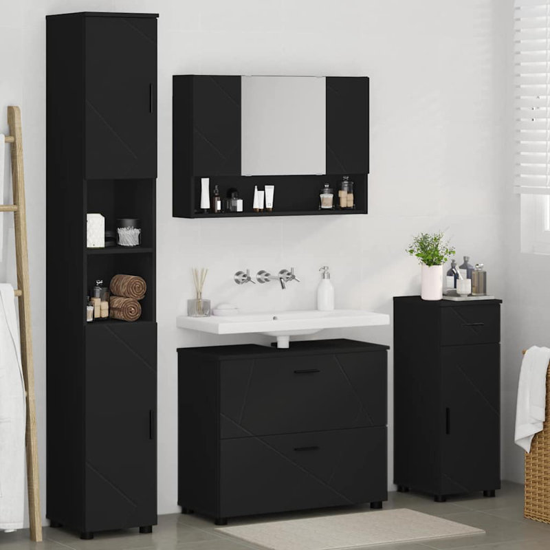 Bathroom Storage Furniture Set, Black