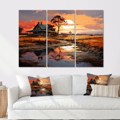 Barns Sunrise Country Charm - Barns Canvas Art Set