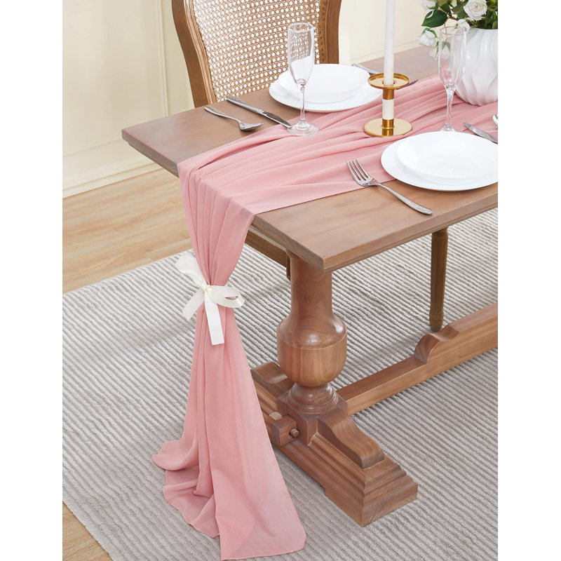 Chemin de table Cheatom, L 192 po x l 35 po, Rose cendré