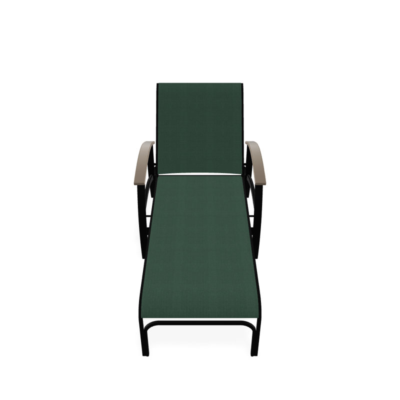 Belle Isle Outdoor Chaise Lounge, Forest Forest Green 22D Sunbrella®, Desert P60, Textured Black