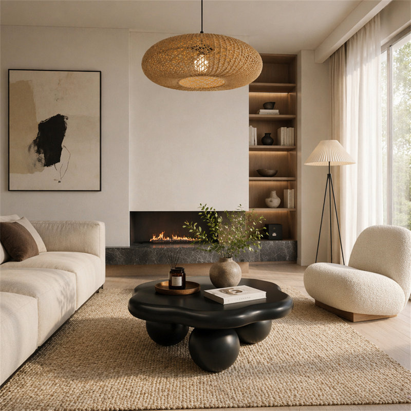 35" Black Cloud Shaped Coffee Table