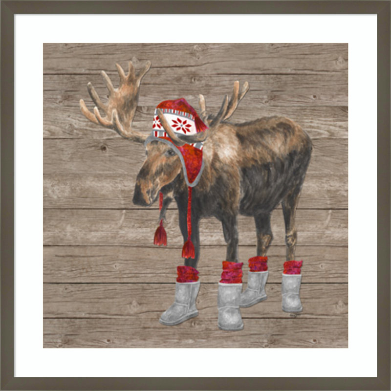«Warm in the Wilderness Moose» par Tara Reed, impression sur bois encadrée, H 25 po x l 25 po