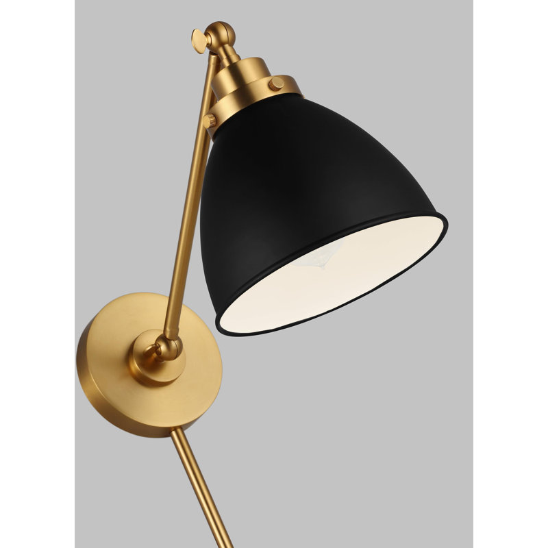 Wellfleet 1 - Light Armed Sconce, Burnished Brass, Midnight Black