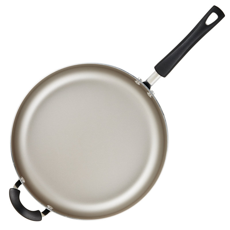 Black Aluminum Nonstick Jumbo Cooker with Lid and Helper Handle, 6 Quart
