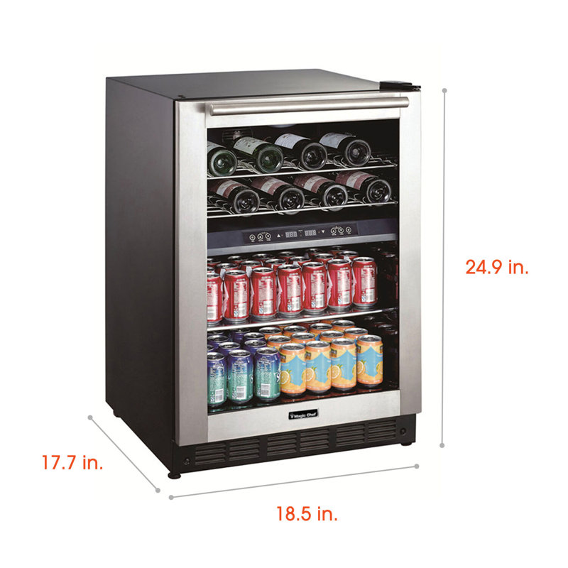 Magic Chef 24'' Stainless Steel Dual-Zone Wine and Beverage Cooler