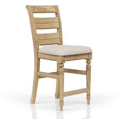 Tabouret de bar avec dossier, assise rembourrée et élégants pieds tournés, profondeur 50,5 cm, hauteur 108,6 cm, avec repose-pieds.
