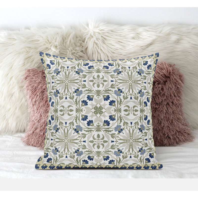 Housse et insert de coussin carré Blasford, 16" x 16", Indigo / blanc