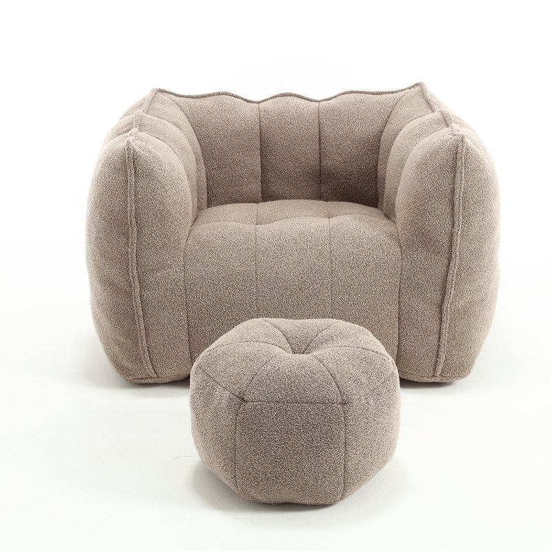 Sofas Upholstered Accent Chair with Ottoman, Coffee Chenille, 23.23" H x 38.58" W x 31.5" D