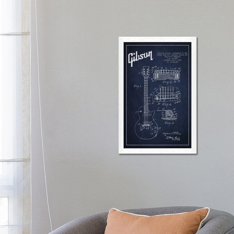 Gibson Guitar - Print on Canvas, White Framed, 152.5 cm H x 101.5 cm W