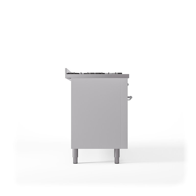 ILVE Nostalgie II 60 in Dual Fuel Range, 9 Burner, Griddle, White/Chrome, Liquid Propane