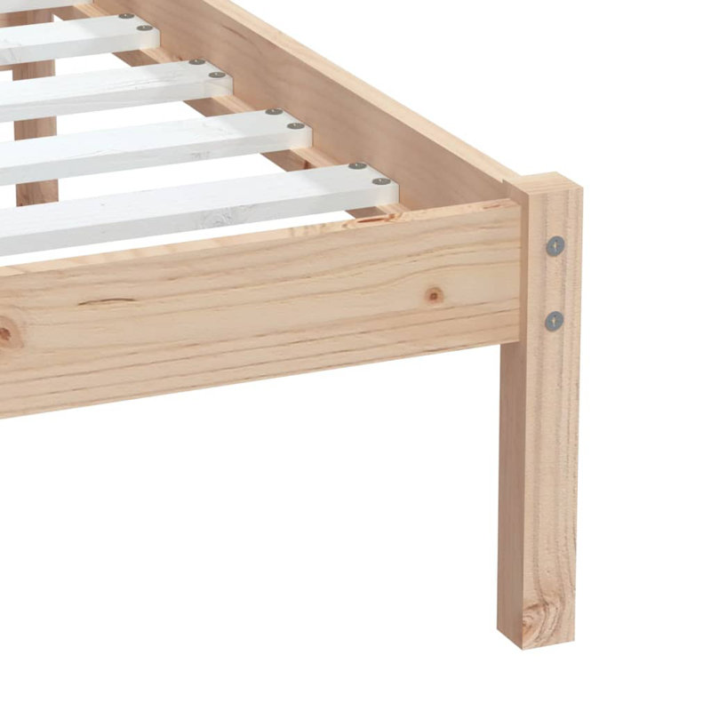 Bed Frame Solid Wood, Beige, Small Single (2'6)