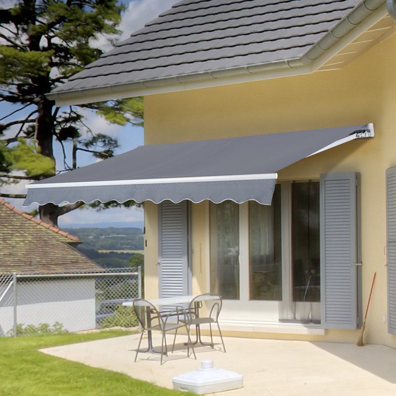 Dakota Fields Grey Cover Retractable Patio Awning, 400cm W x 300cm D
