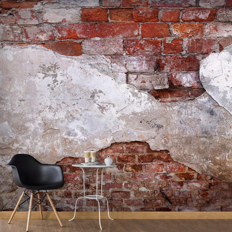 Mur de briques et vieux plâtre Damiyon, L 41 po x l 59 po