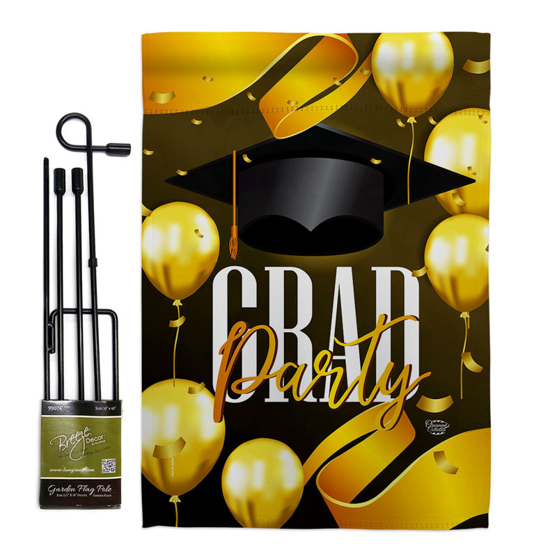 Double Sided 18.5'' H x 13'' W Polyester Graduation Flag Set