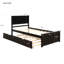 Lit plateforme avec lit gigogne simple, cadre simple, espresso