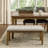 Meny Dining Bench, Tufted Light Gray Seat, 48 Inch Walnut Oak Brown