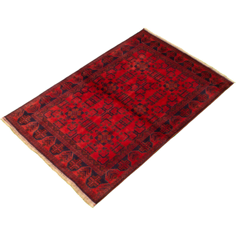 Tapis de zone en laine rouge 4 pi 1 po x 6 pi 4 po à la main one-of-kind-noué la 2010s esari turque Allaina