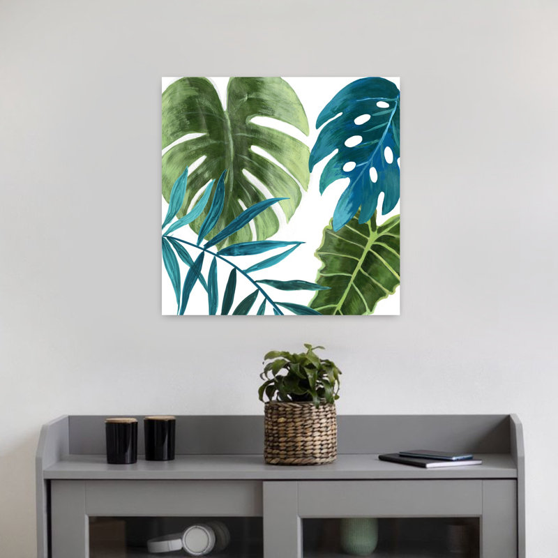 Feuilles tropicales, art tropical abstrait, nature et moderne, H 18 po x l 18 po