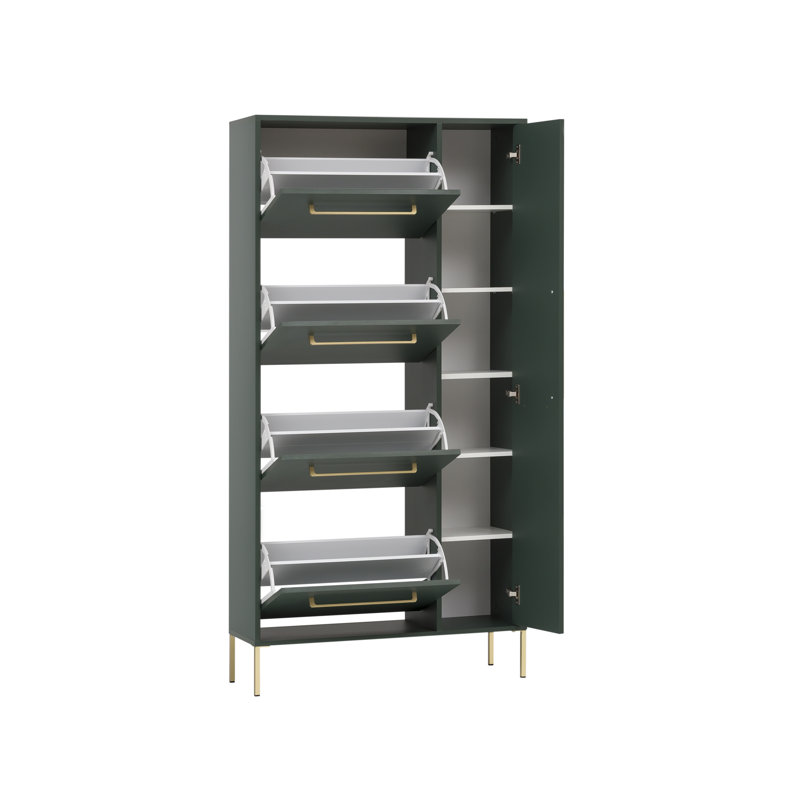 Bansil 25 Pair Shoe Storage Cabinet, Dark Green