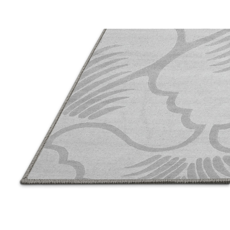 Tapis gris en chenille / polyester tissé à la machine Poulan, Rectangle 7 pi x 9 pi