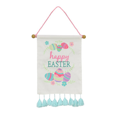 19" Happy Easter with Eggs Banner