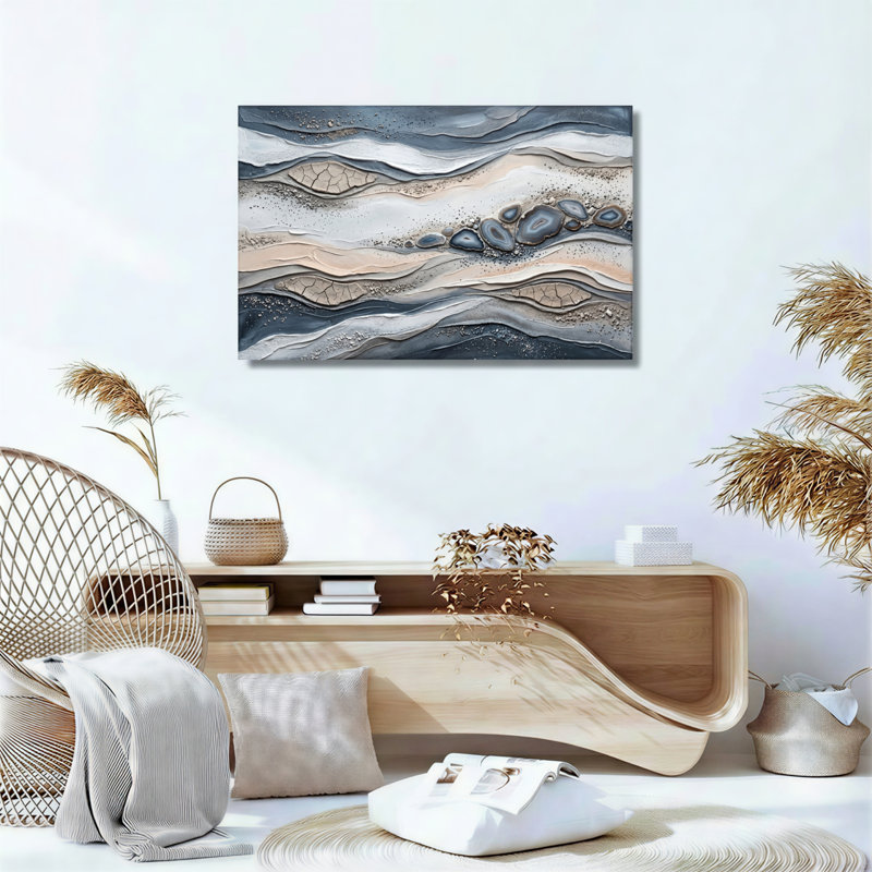 Layered Waves, reproduction d'art sur toile, ensemble de 1, H 28 po x l 40 po, Wrapped Canvas