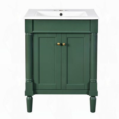 Meuble-lavabo simple avec grandes tablettes de rangement