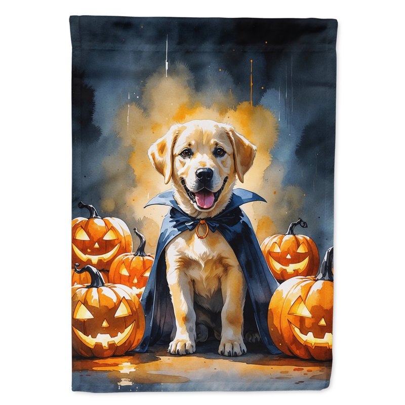 Drapeau de jardin chiot Halloween, Labrador Retriever jaune