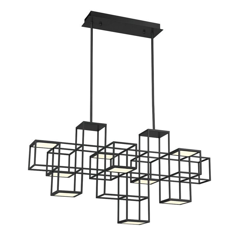Luminaire suspendu carré unique à 1 lumière Ferro, Noir