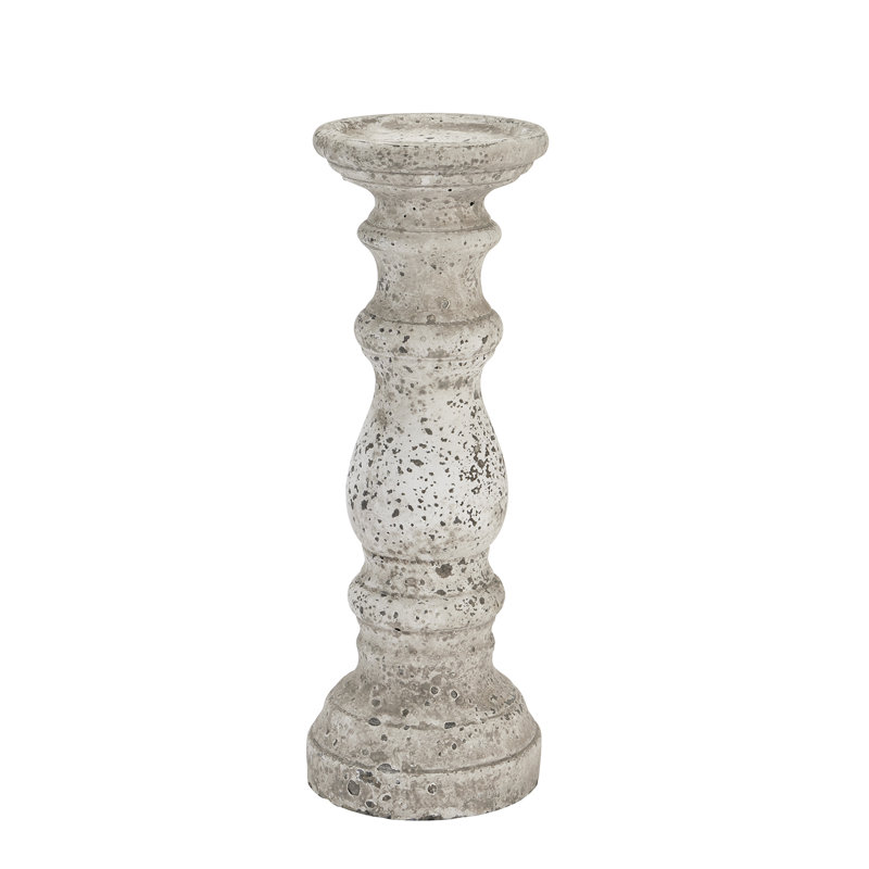 Concrete / Cement Tabletop Candlestick, 31cm H x 12cm W x 12cm D, Stone