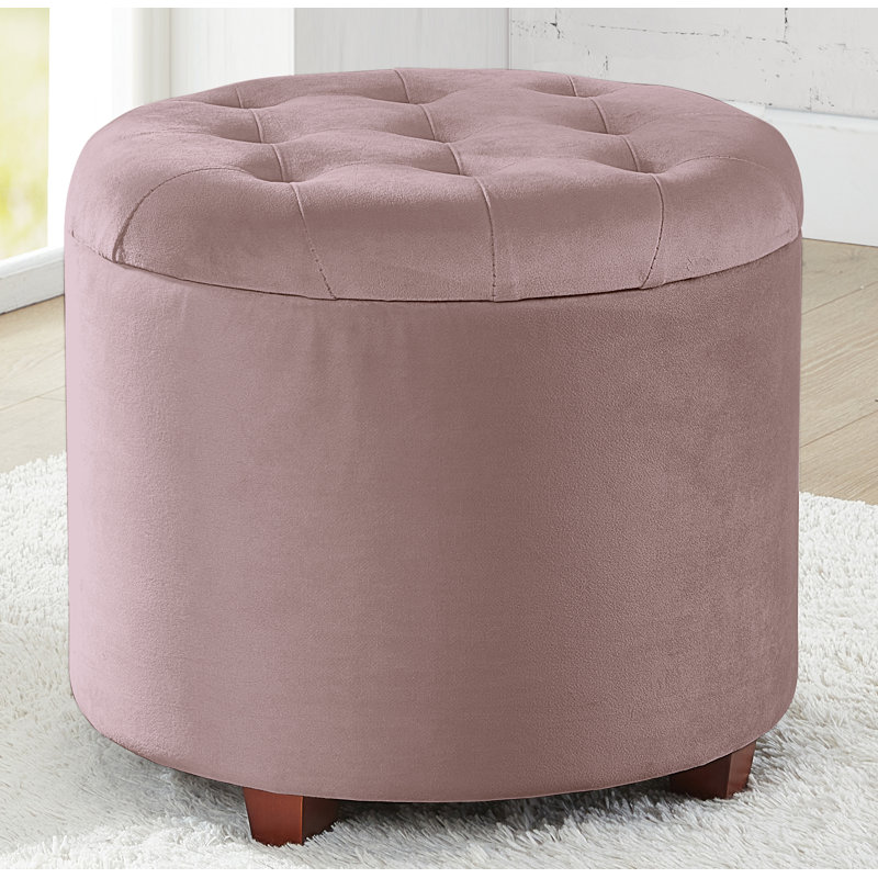 Crompton Upholstered Ottoman, Blush Velvet