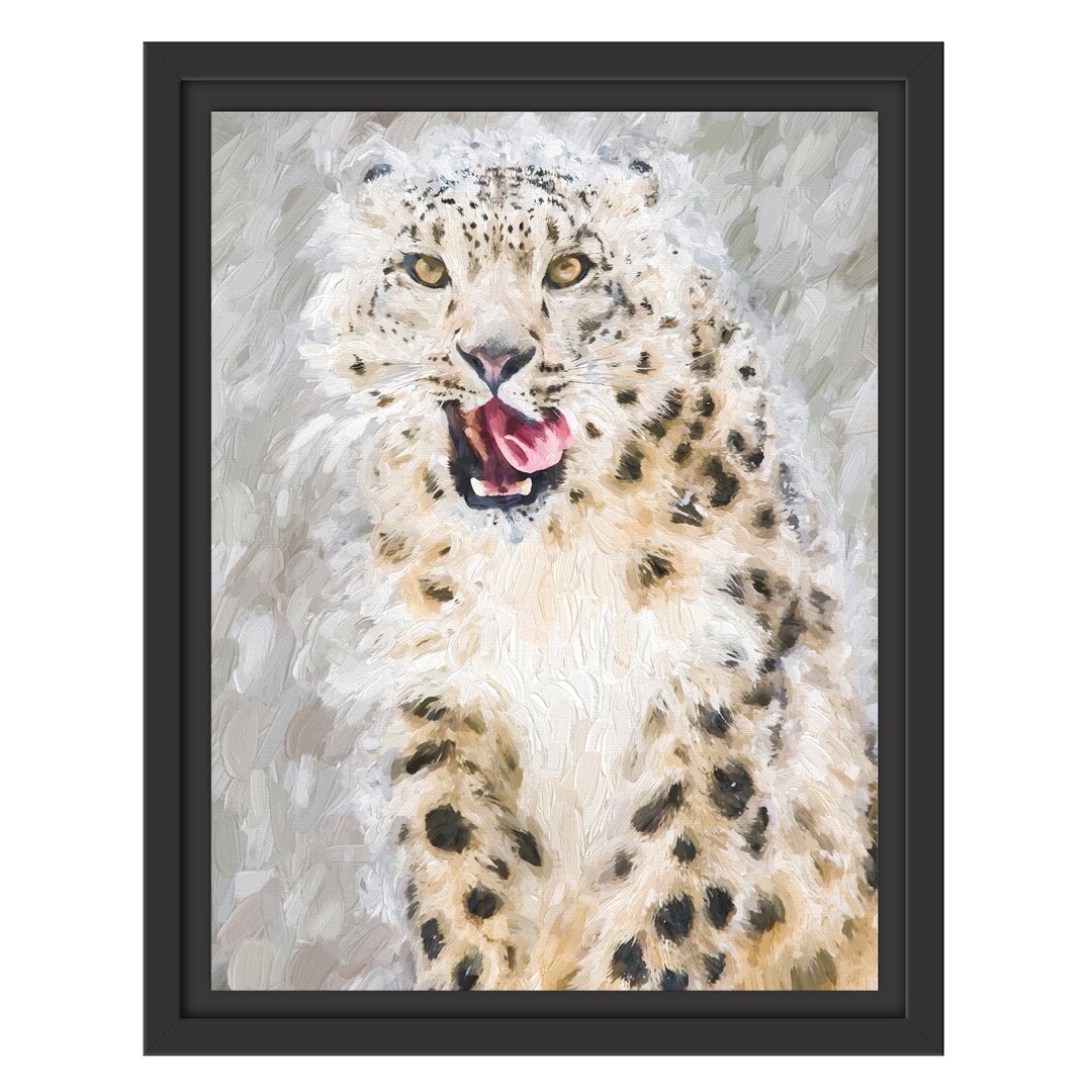 Gerahmtes Wandbild LeopardSchnee Kunst