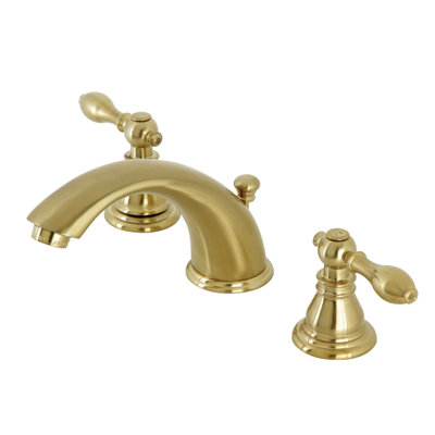 Kingston Brass American Classic Two-Handle 3-Hole Deck Mount Widespread Bathroom Faucet with Retail Pop-Up Drain