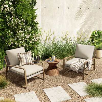 Patio Aluminum Club Chairs Lounge Chairs with Cushions