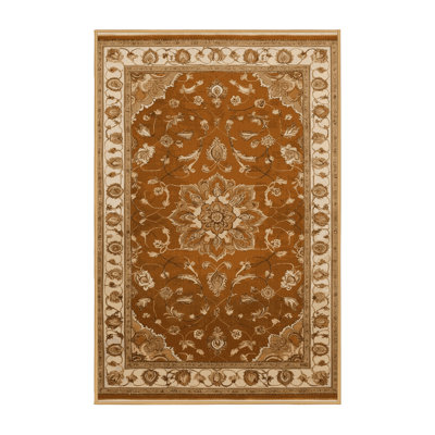 Machine Washable Tabriz Brown Area Rug