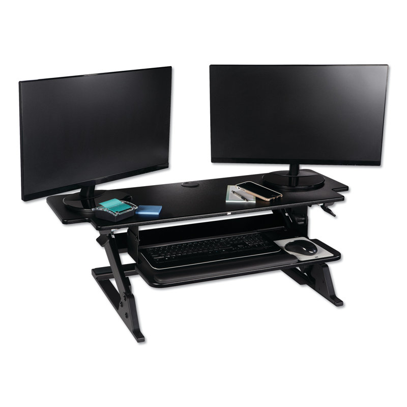 Black Adjustable Height Standing Desk Converter with Gel Wrist Rest
