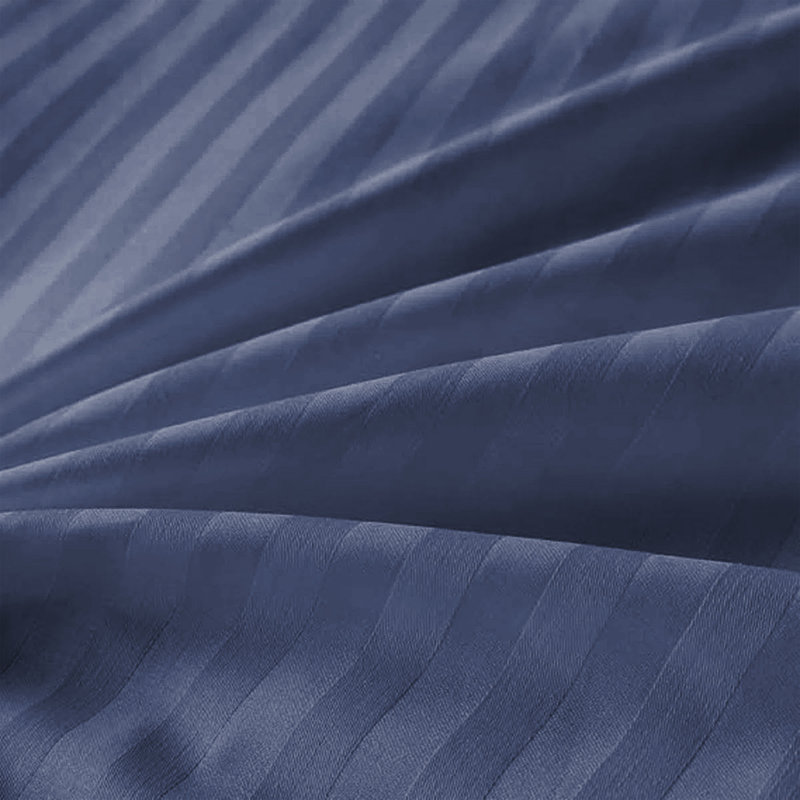 Striped 4-Piece Microfiber Bedding Set, Duvet Cover, Fitted Sheet & Pillowcases , Washed Blue Striped